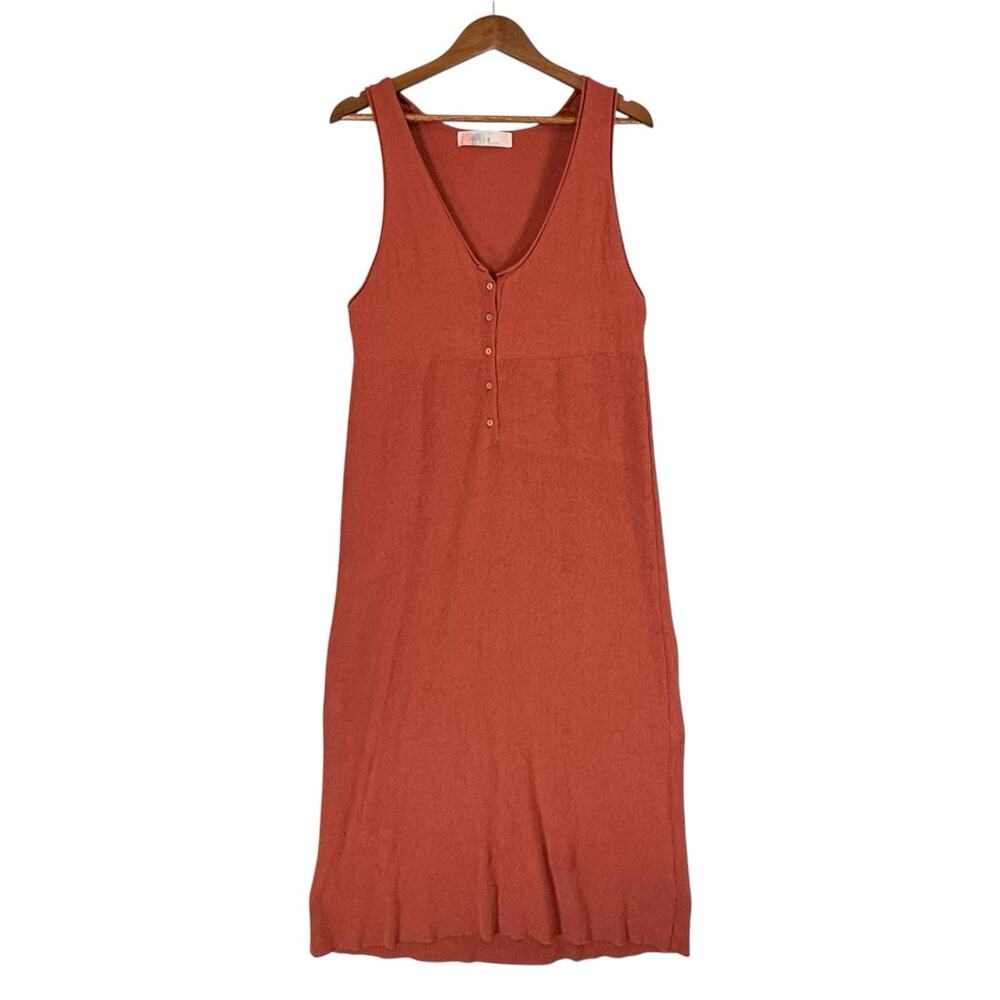 FP Beach Bailey Orange Midi Tank Dress SIZE MEDIUM Womens Free People Cotton